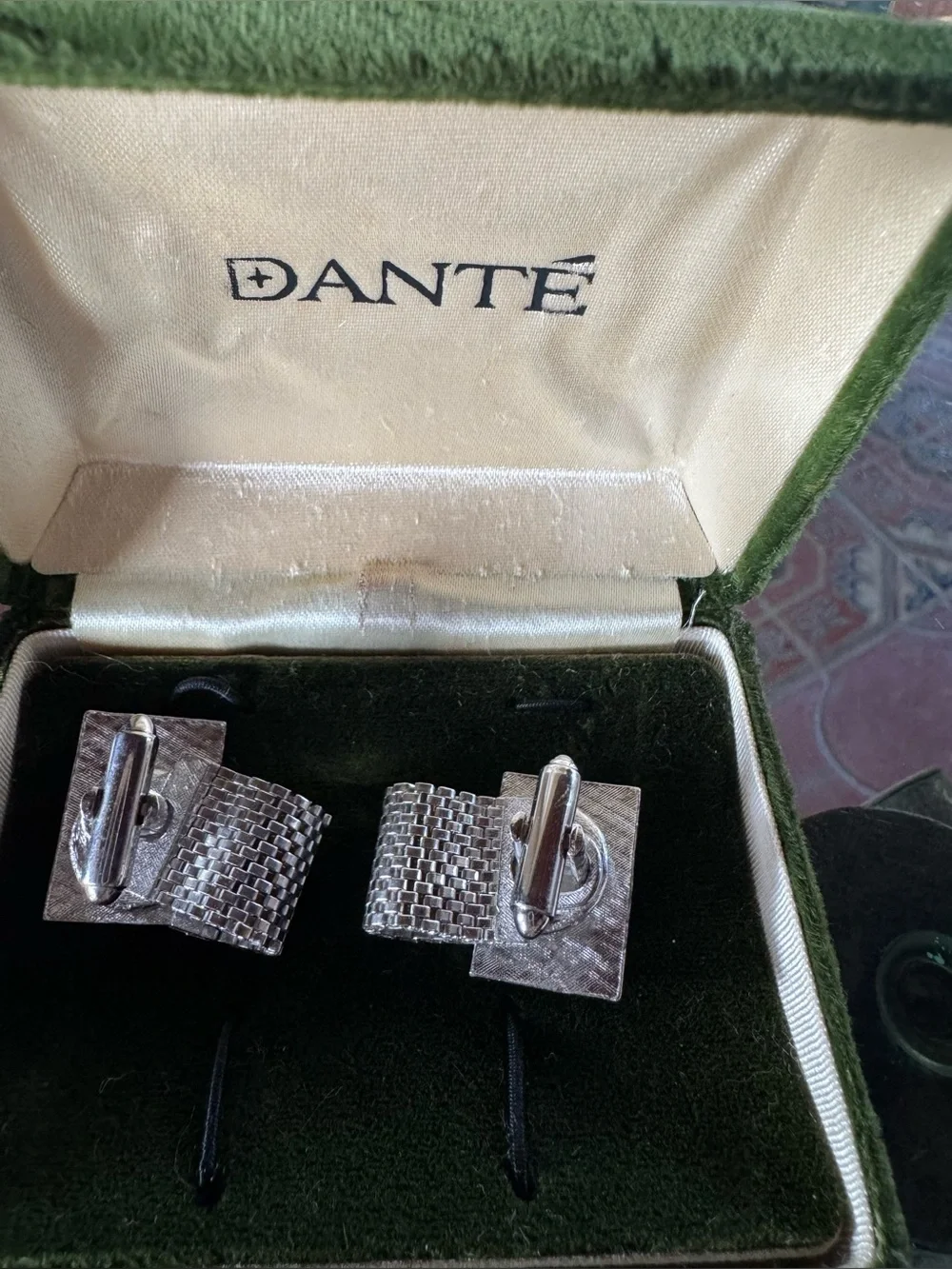 Vintage Mid Century Swank Tie Pin Genuine Jade & Dante Cufflinks Original Boxes!